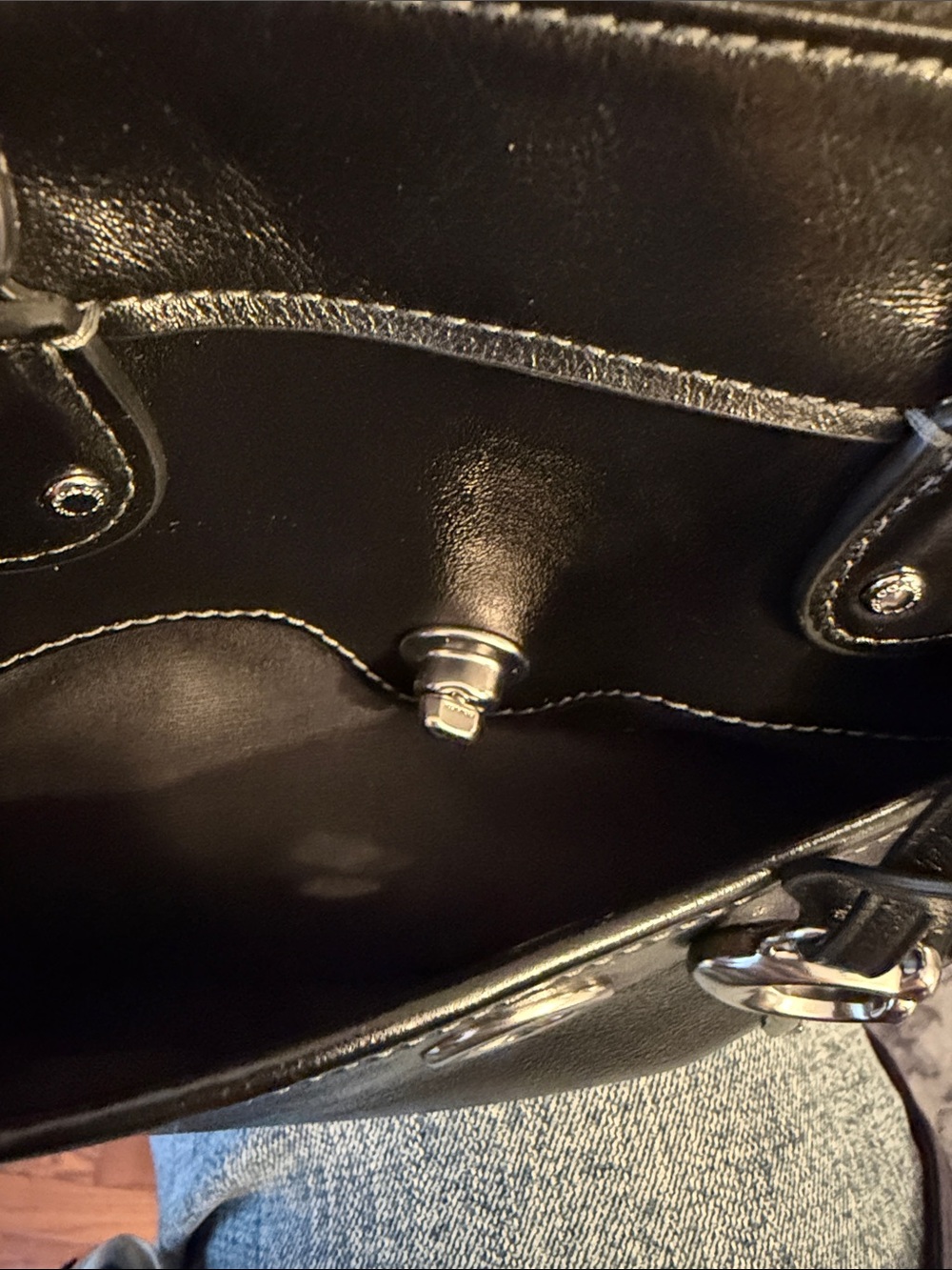 Coach Rhyder Satchel Bag 24 Glazed Leather Black Silver - Picture 10 of 14